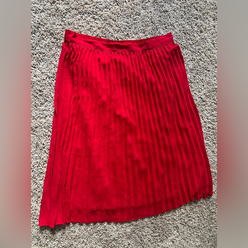 A new day L Elegant Red Pleated Skirt